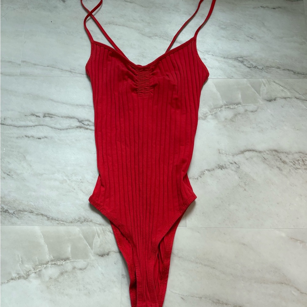 Zara Crisscross Strap Ribbed Bodysuit Small